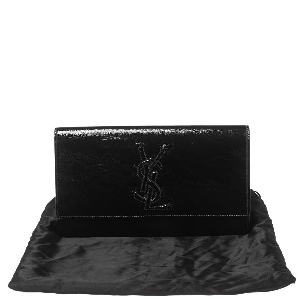 Yves Saint Laurent Black Patent Leather Belle De Jour Flap Clutch 9