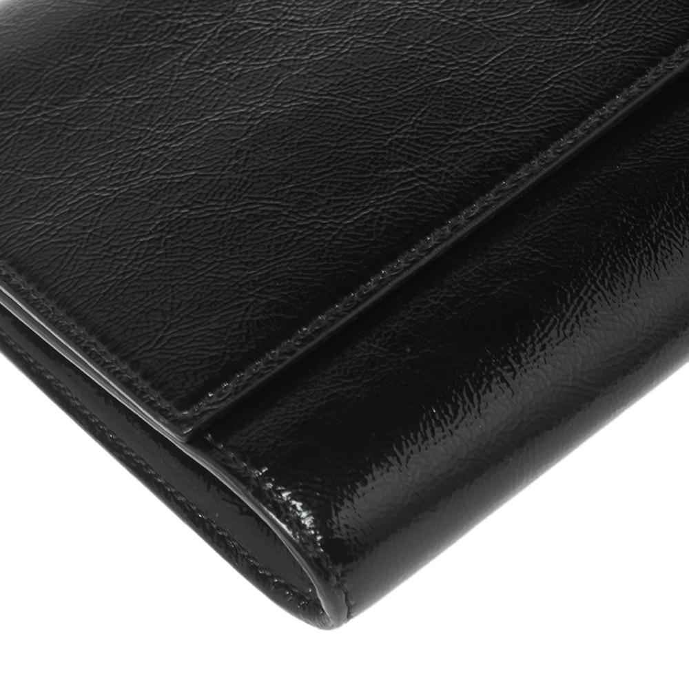 Yves Saint Laurent Black Patent Leather Belle De Jour Flap Clutch 2