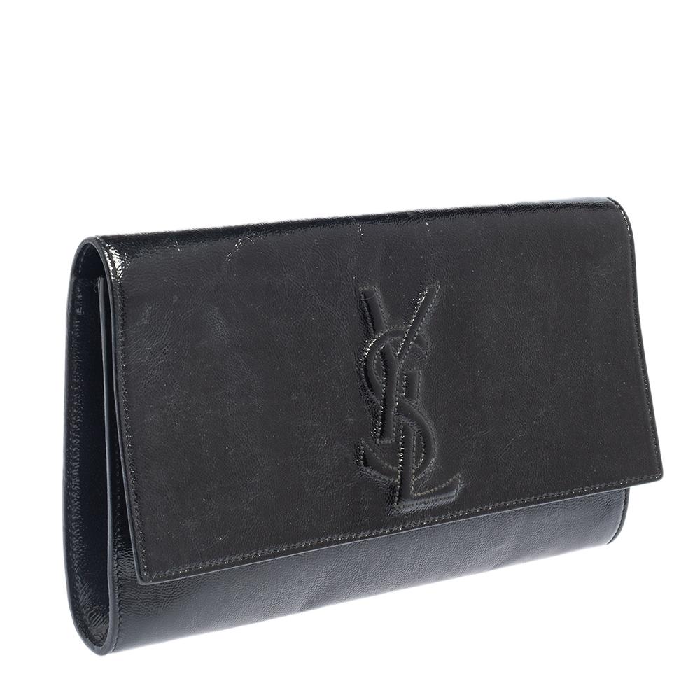 Yves Saint Laurent Black Patent Leather Belle De Jour Flap Clutch 1