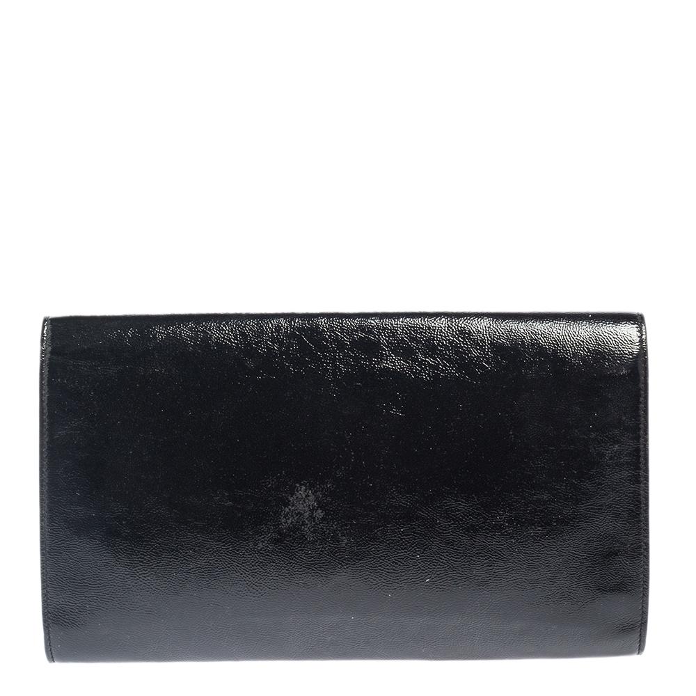 Yves Saint Laurent Black Patent Leather Belle De Jour Flap Clutch 2