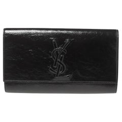 Yves Saint Laurent Black Patent Leather Belle De Jour Flap Clutch