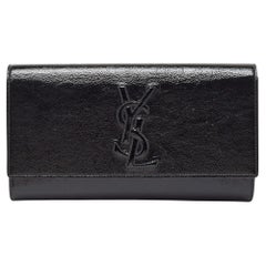 Yves Saint Laurent Black Patent Leather Belle De Jour Flap Clutch