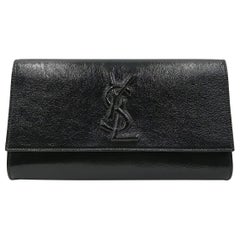 Yves Saint Laurent Black Patent Leather Belle de Jour Large Clutch Bag