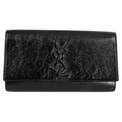 YVES SAINT LAURENT black patent leather BELLE DE JOUR LARGE Clutch Bag