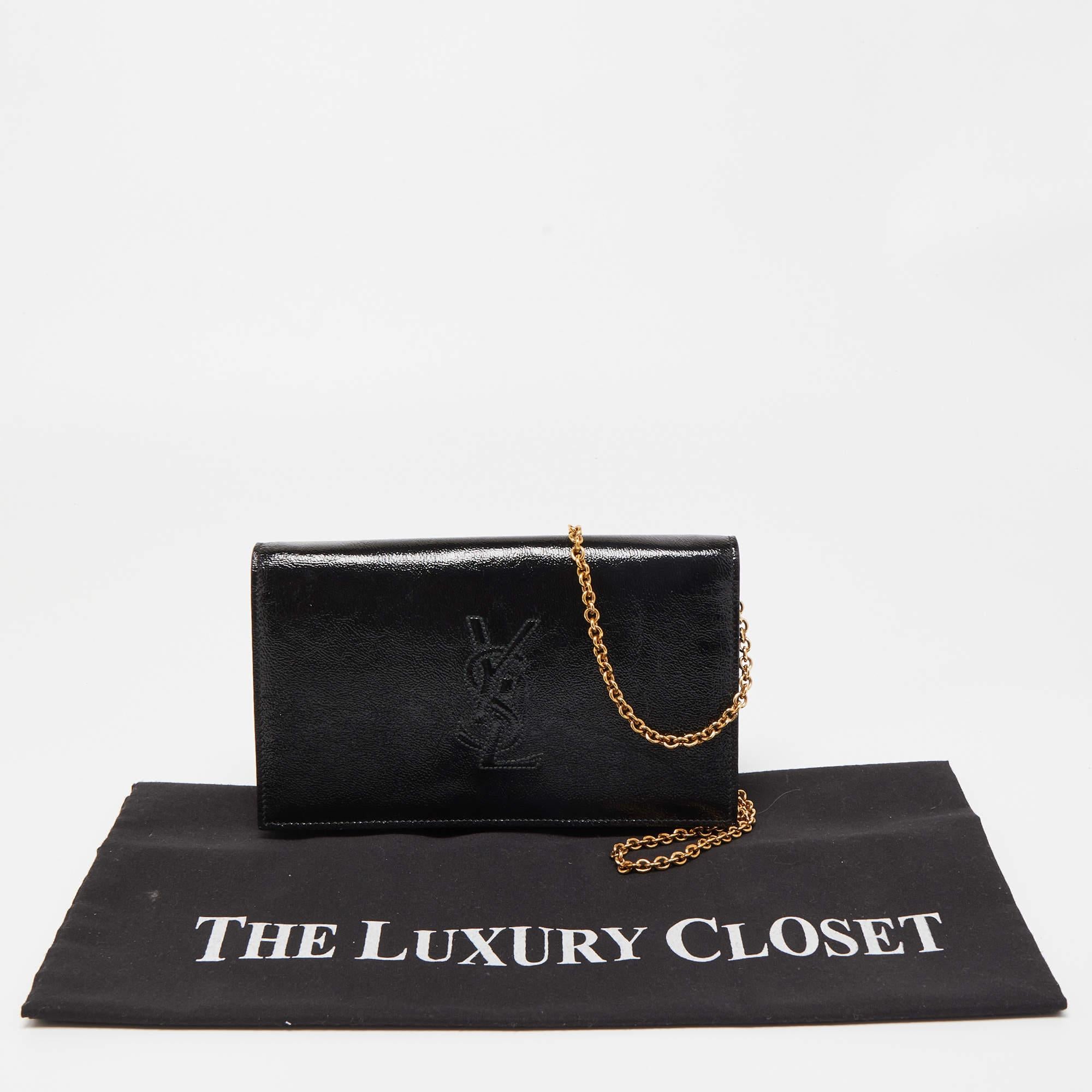 Yves Saint Laurent Black Patent Leather Belle De Jour Wallet on Chain 3
