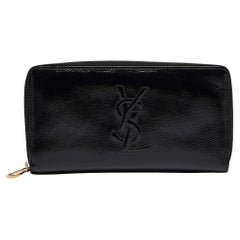 Yves Saint Laurent Schwarzes Lackleder Belle De Jour Brieftasche mit Reißverschluss