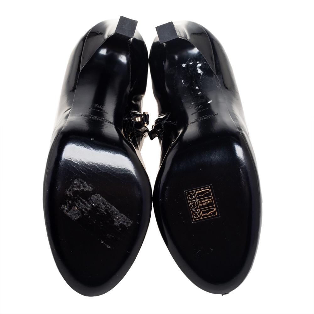 Women's Yves Saint Laurent Black Patent Leather Booties Size 39