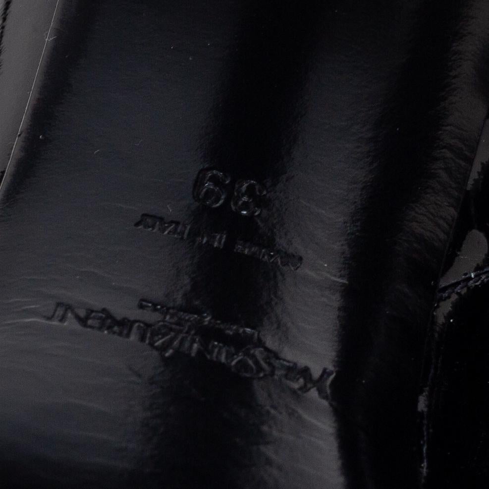 Yves Saint Laurent Black Patent Leather Booties Size 39 2