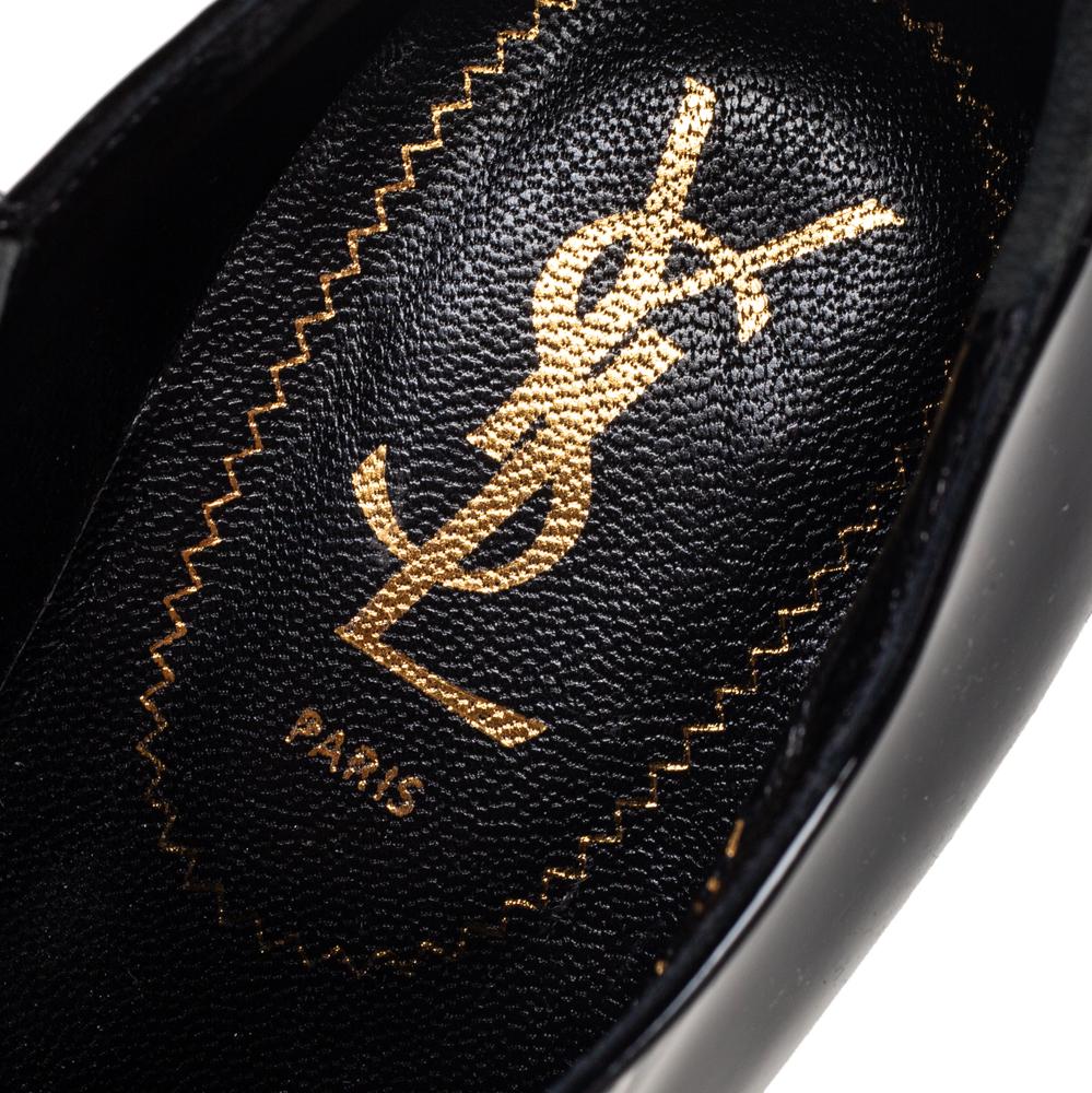Yves Saint Laurent Black Patent Leather Booties Size 39 3