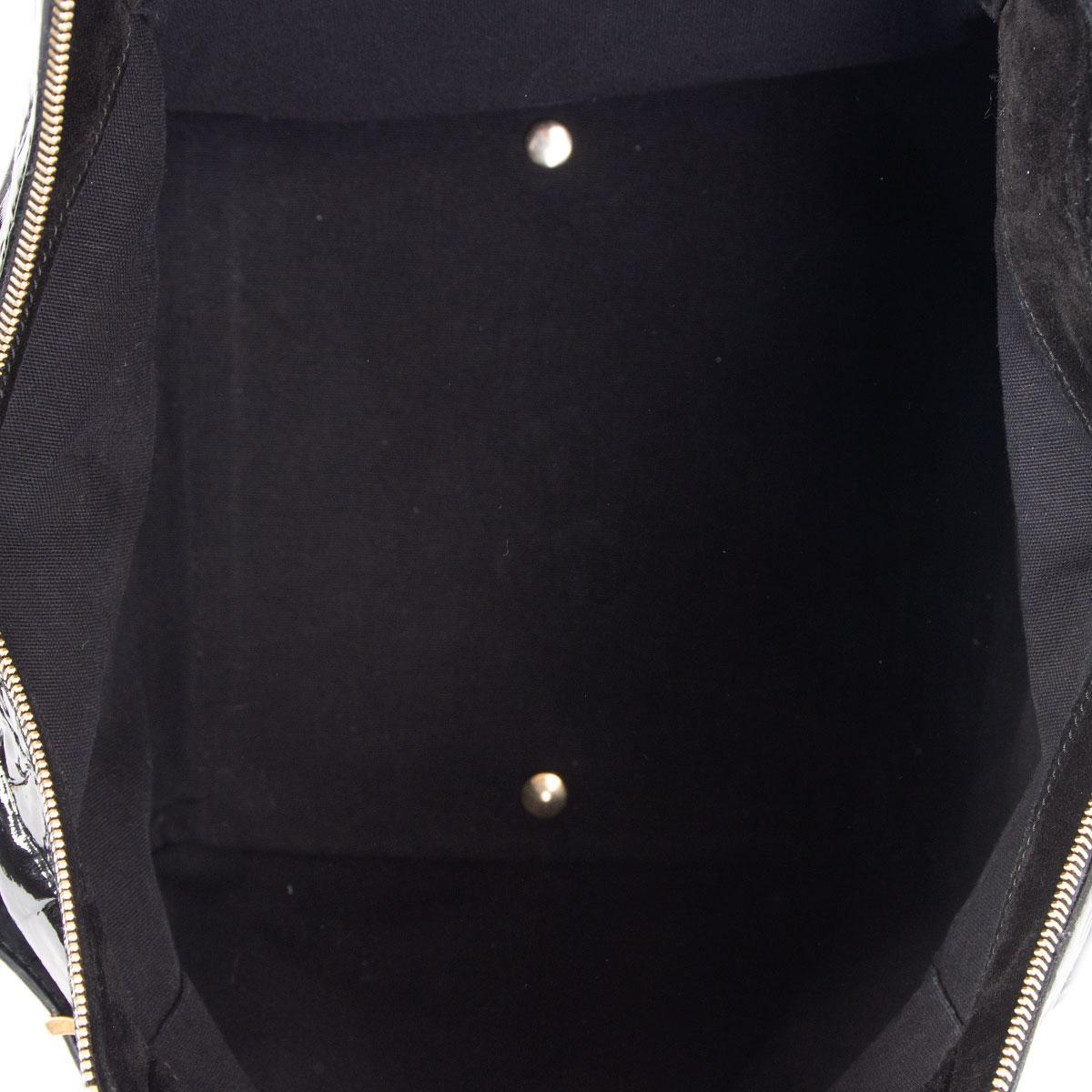  YVES SAINT LAURENT - Sac TOTE MEDIUM CROCO DOWNTWON en cuir verni noir Pour femmes 