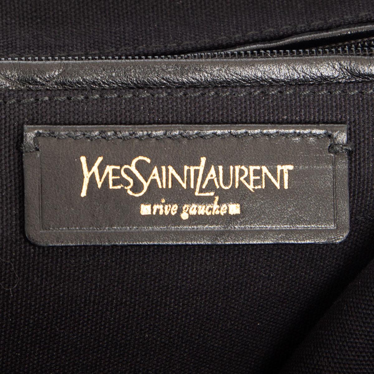 YVES SAINT LAURENT black patent leather DOWNTWON MEDIUM CROCO TOTE Bag In Good Condition In Zürich, CH