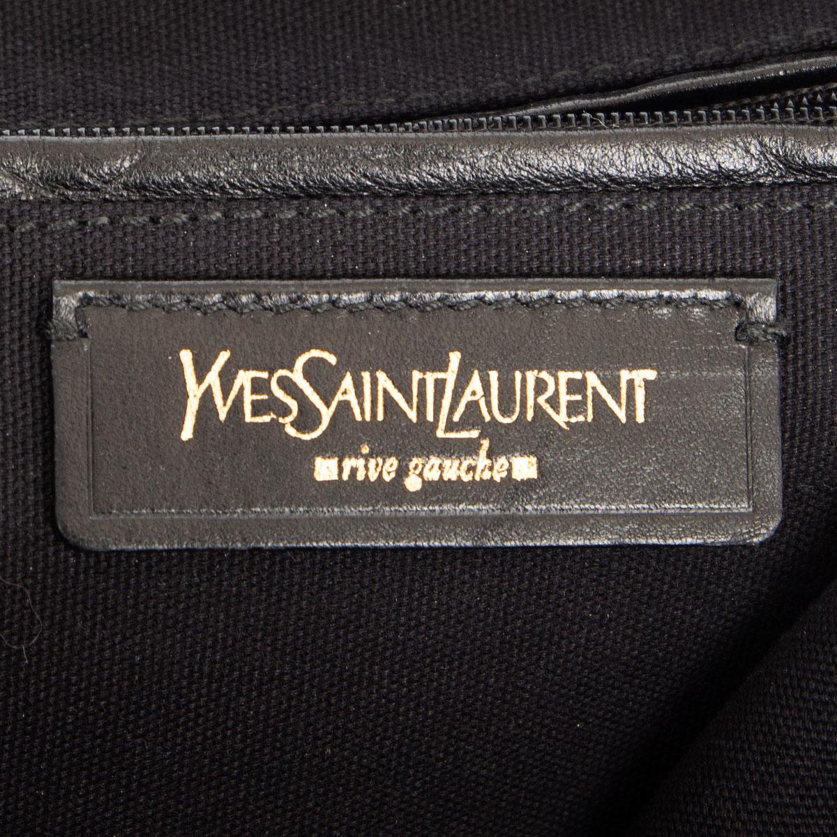 YVES SAINT LAURENT - Sac TOTE MEDIUM CROCO DOWNTWON en cuir verni noir 2