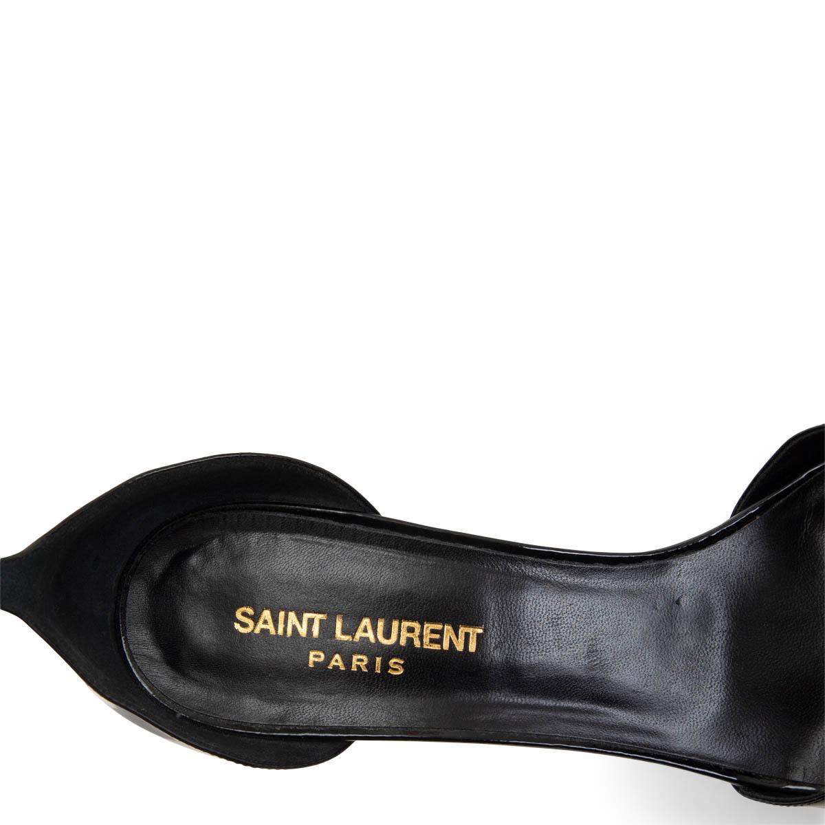 Black SAINT LAURENT black patent leather JANE 105 BOW Sandals Shoes 39