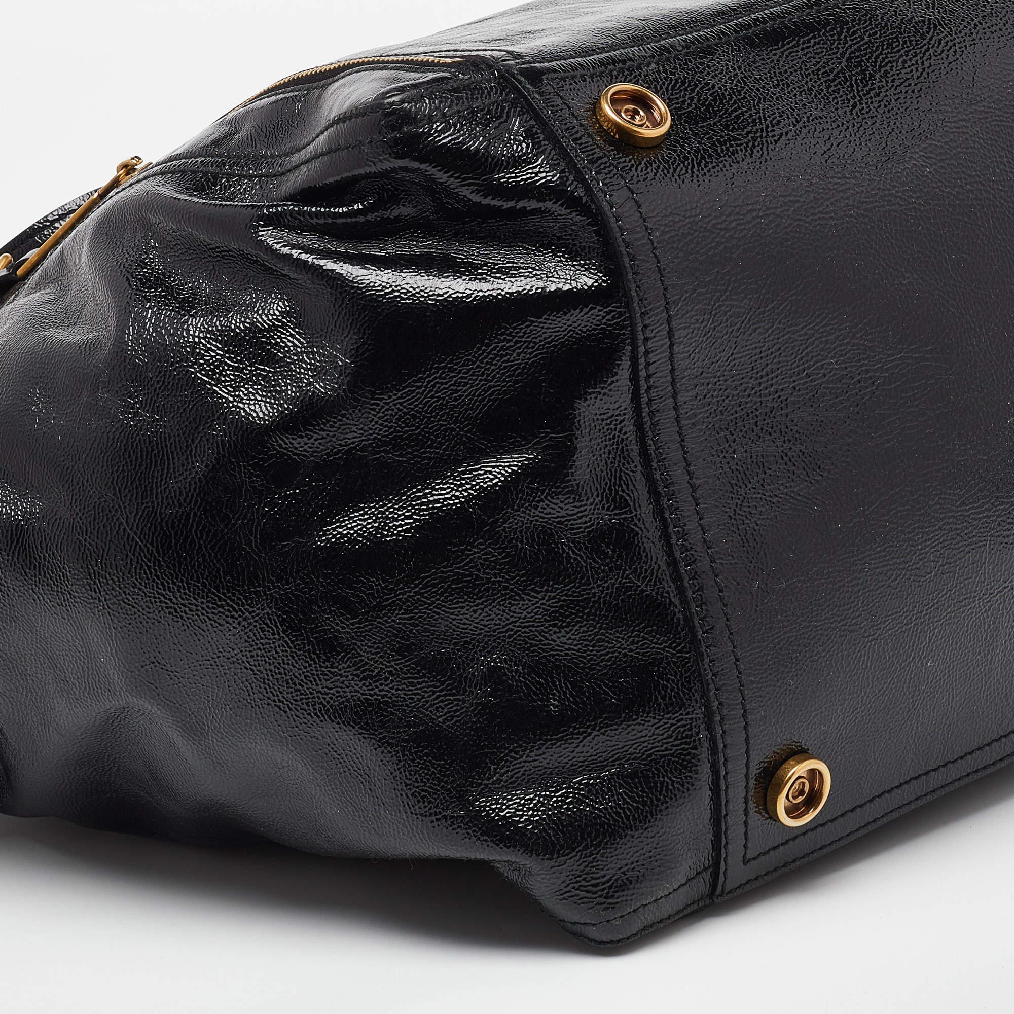 Yves Saint Laurent Black Patent Leather Large Downtown Tote 5