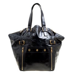 Yves Saint Laurent Black Patent Leather Large Downtown Tote