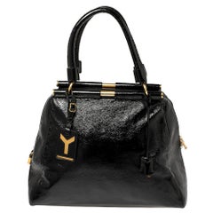 Yves Saint Laurent Black Patent Leather Medium Majorelle Tote