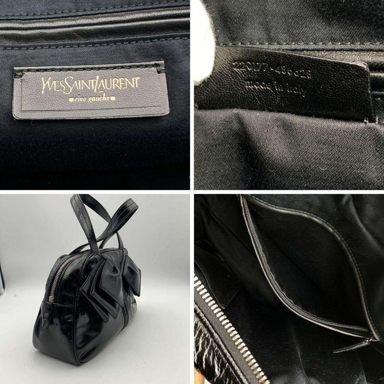 Yves Saint Laurent Black Patent Leather Obi Bow Satchel Bowler Bag 3