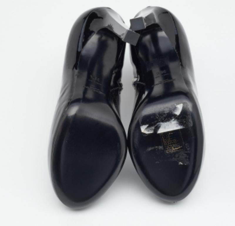 Yves Saint Laurent - Bottines à plateforme en cuir verni noir - Taille 38,5 en vente 3