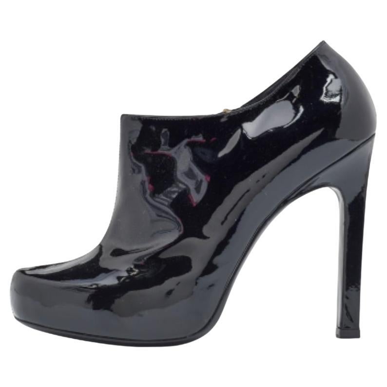 Yves Saint Laurent - Bottines à plateforme en cuir verni noir - Taille 38,5