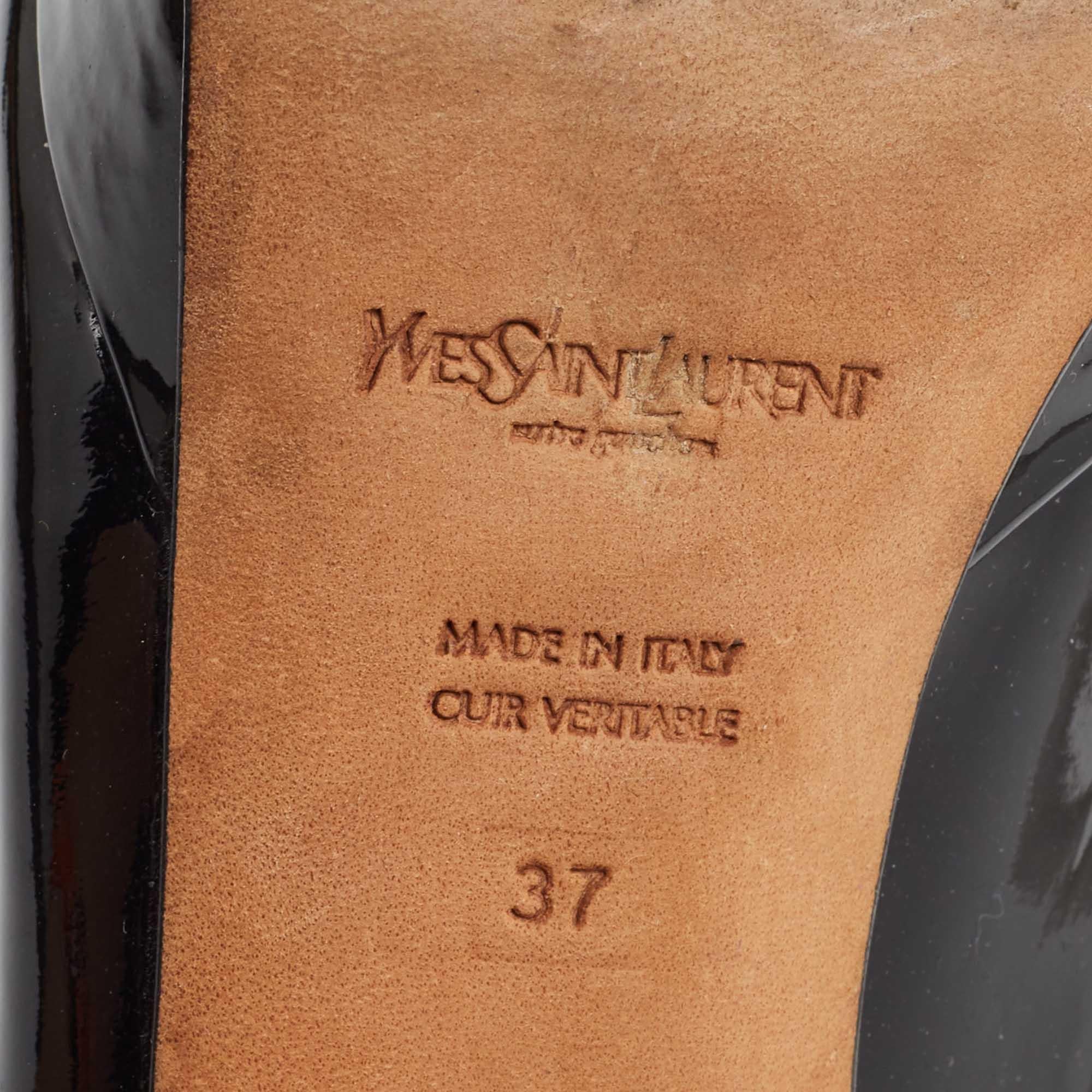 Yves Saint Laurent Black Patent Leather Platform Pointed Toe Pumps Size 37 1