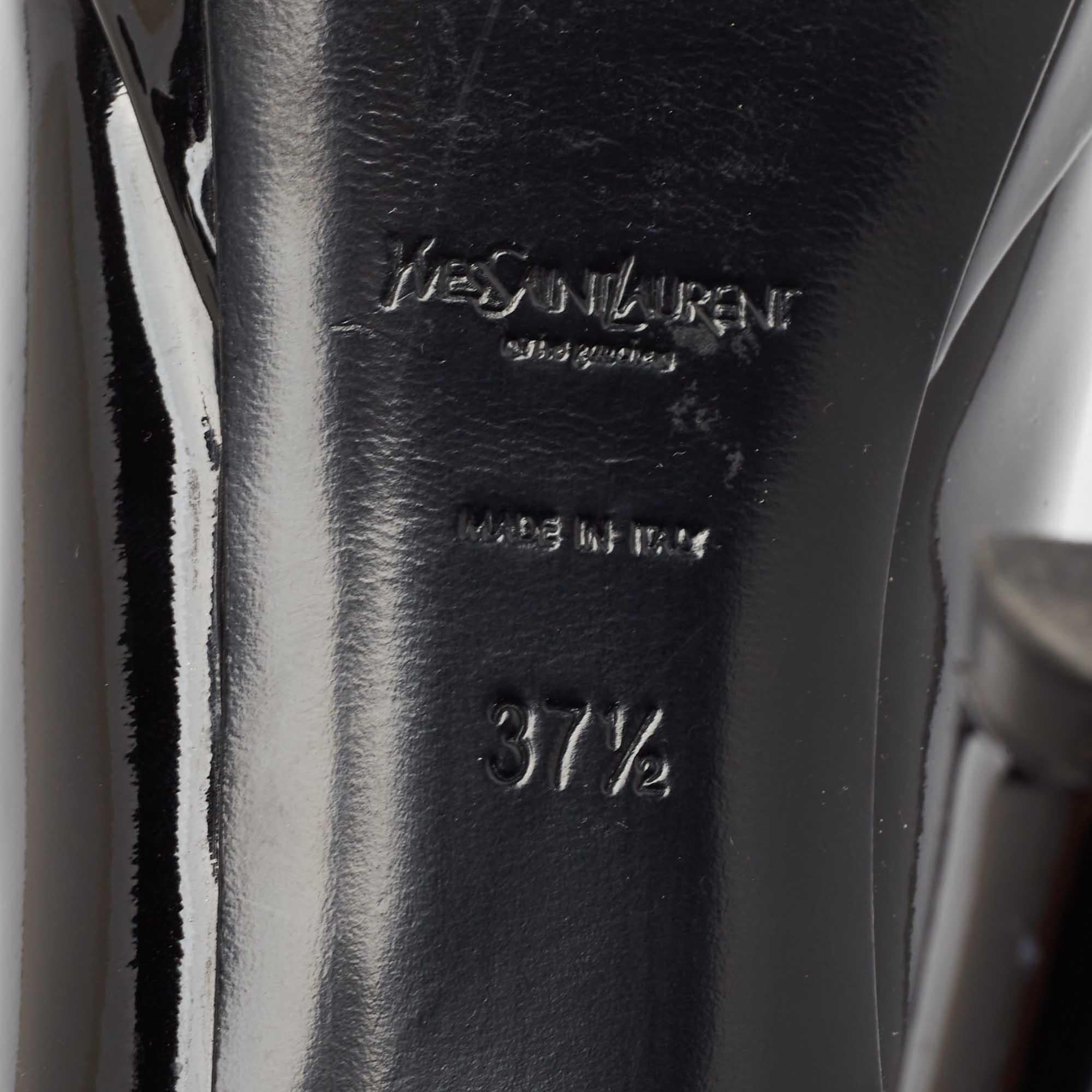 Yves Saint Laurent Black Patent Leather Platform Pumps Size 37.5 For Sale 3