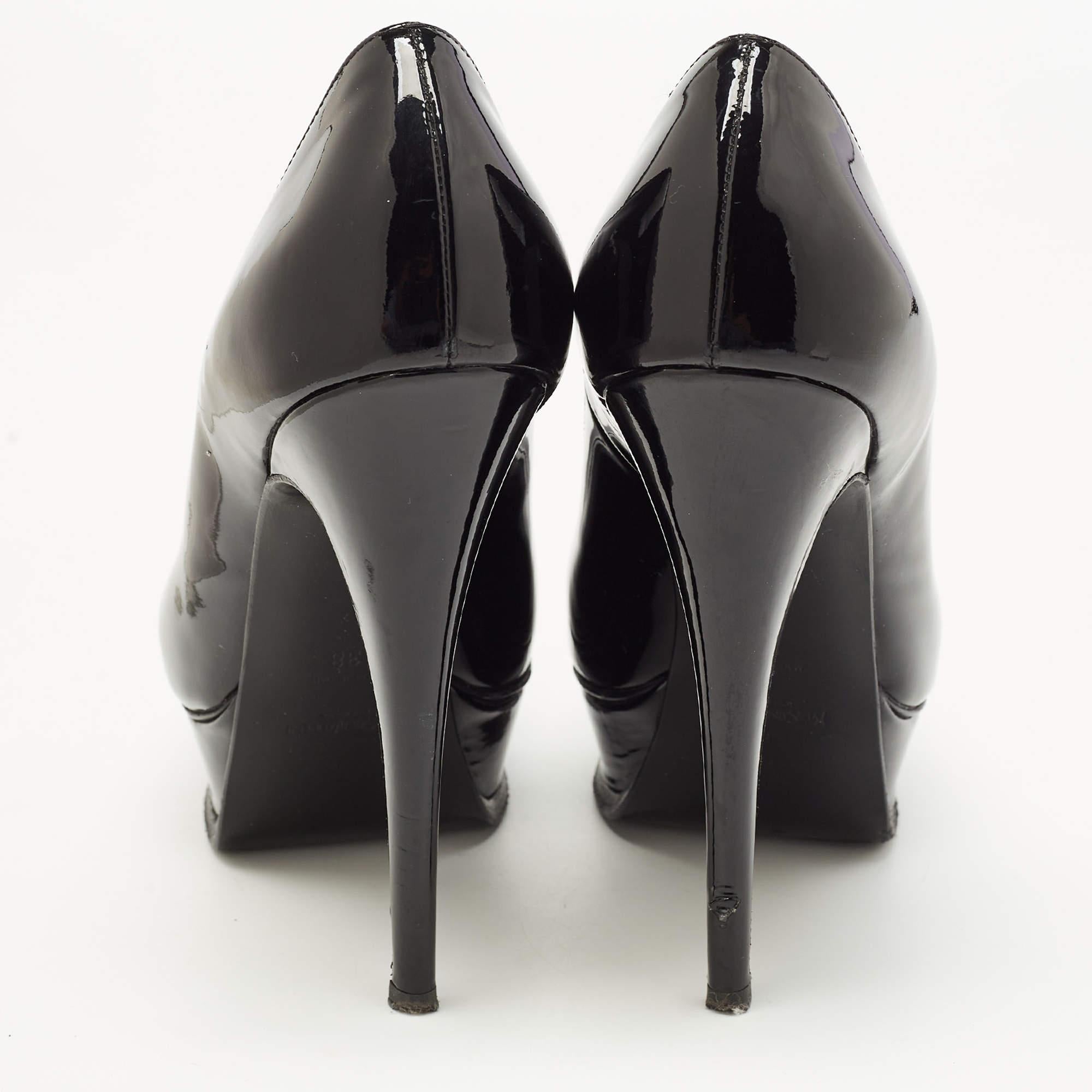 Yves Saint Laurent Black Patent Leather Platform Pumps Size 38 For Sale 1