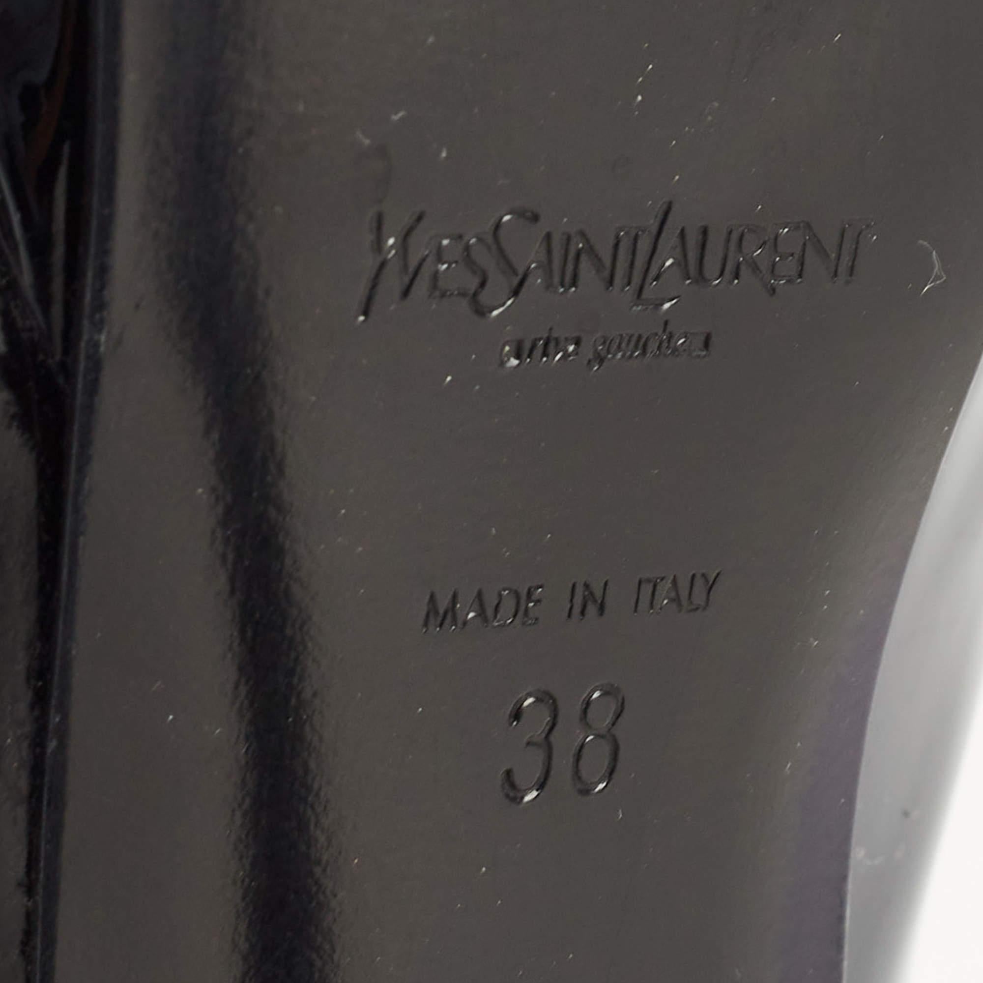 Yves Saint Laurent Black Patent Leather Platform Pumps Size 38 For Sale 4