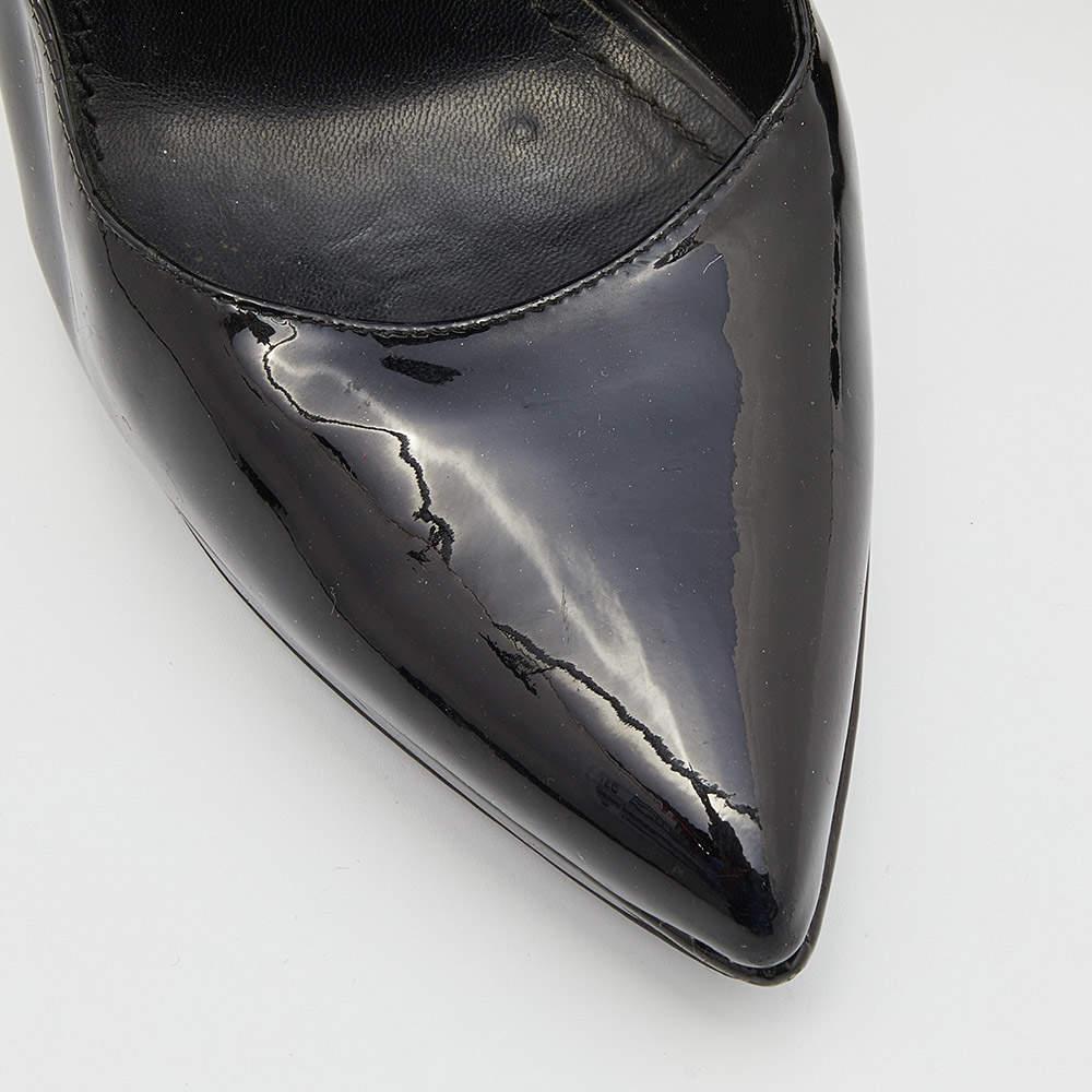 Yves Saint Laurent - Escarpins à plateforme en cuir verni noir Taille 37 en vente 2