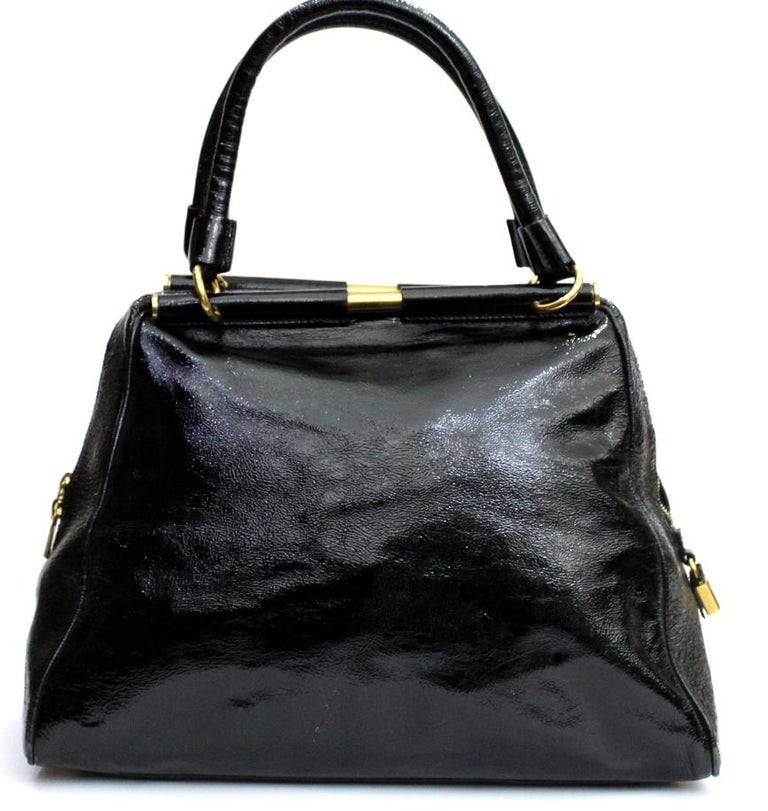 Yves Saint Laurent Black Patent Leather Shoulder Bag For Sale at