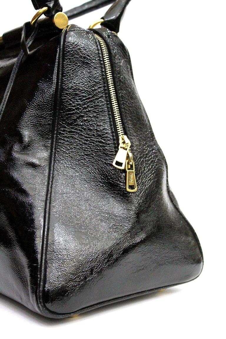 Yves Saint Laurent Black Patent Leather Shoulder Bag For Sale at 1stDibs ysl black patent
