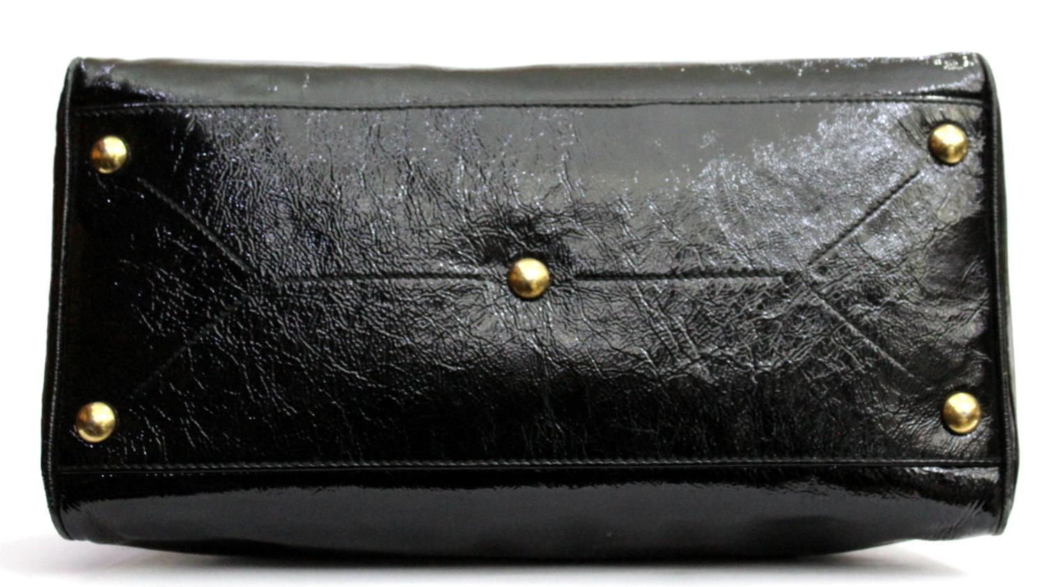 Yves Saint Laurent Black Patent Leather Shoulder Bag 1
