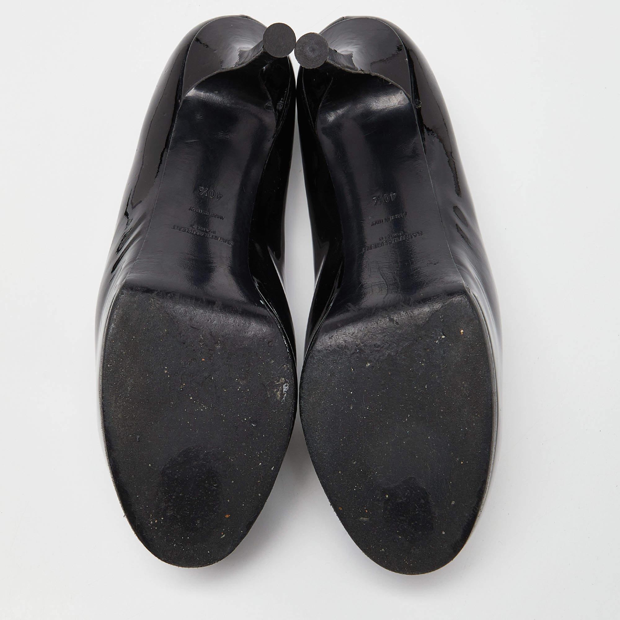 Yves Saint Laurent Black Patent Leather Tribtoo Platform Pumps Size 40.5 For Sale 2