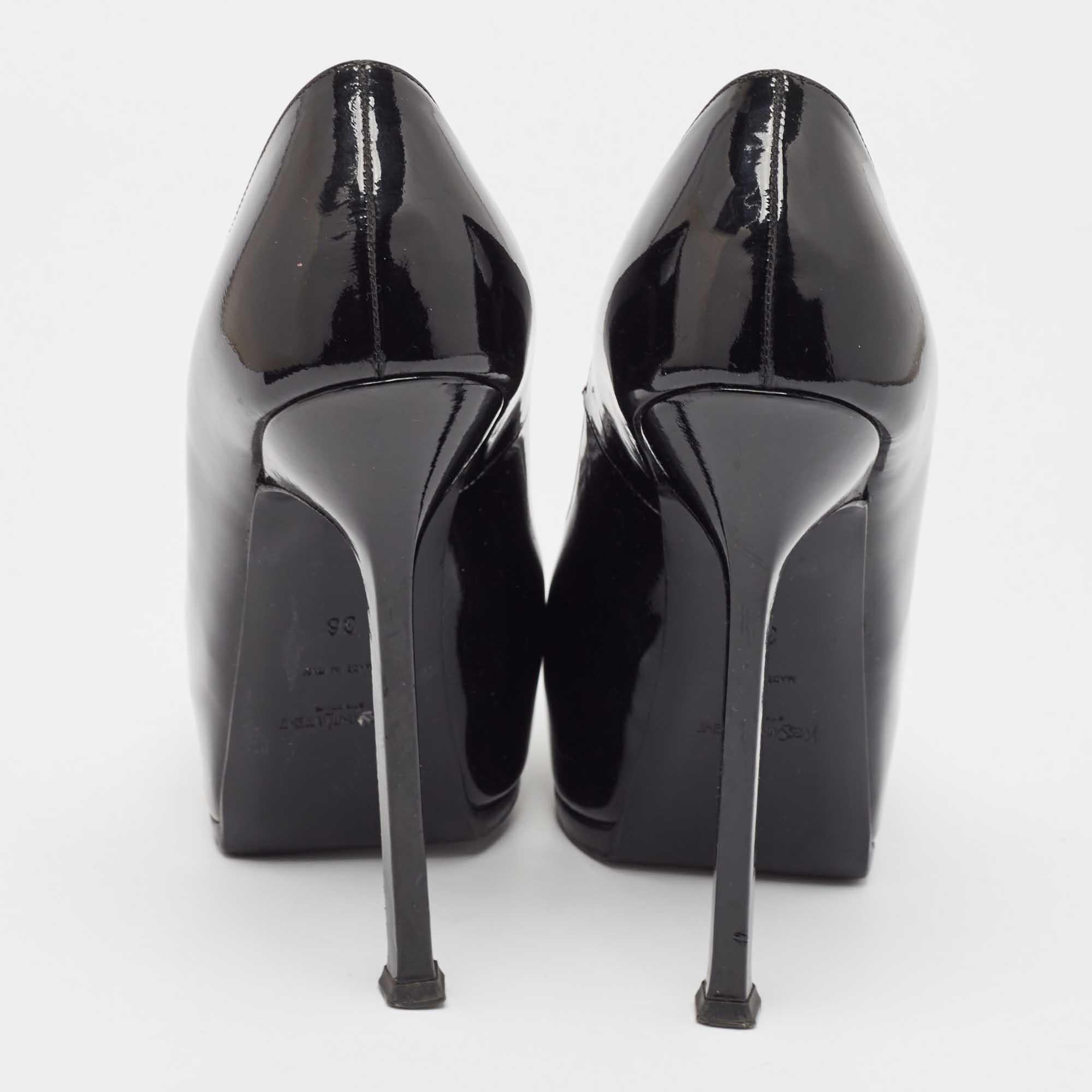 Yves Saint Laurent Black Patent Leather Tribtoo Pumps Size 36 For Sale 1
