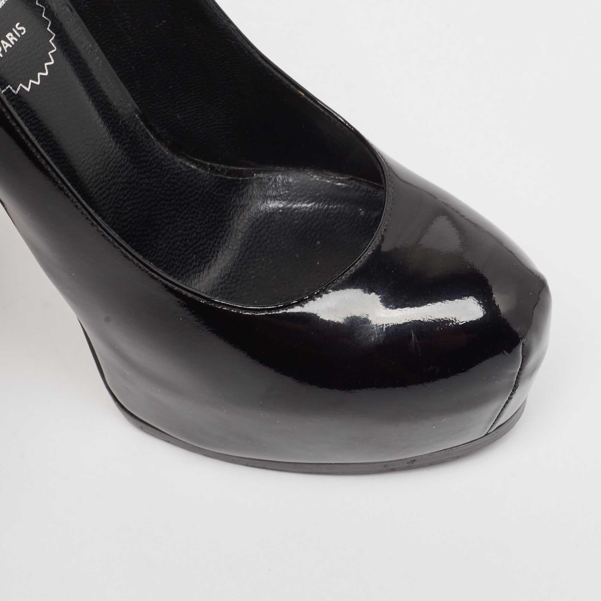 Yves Saint Laurent Black Patent Leather Tribtoo Pumps Size 36 For Sale 3