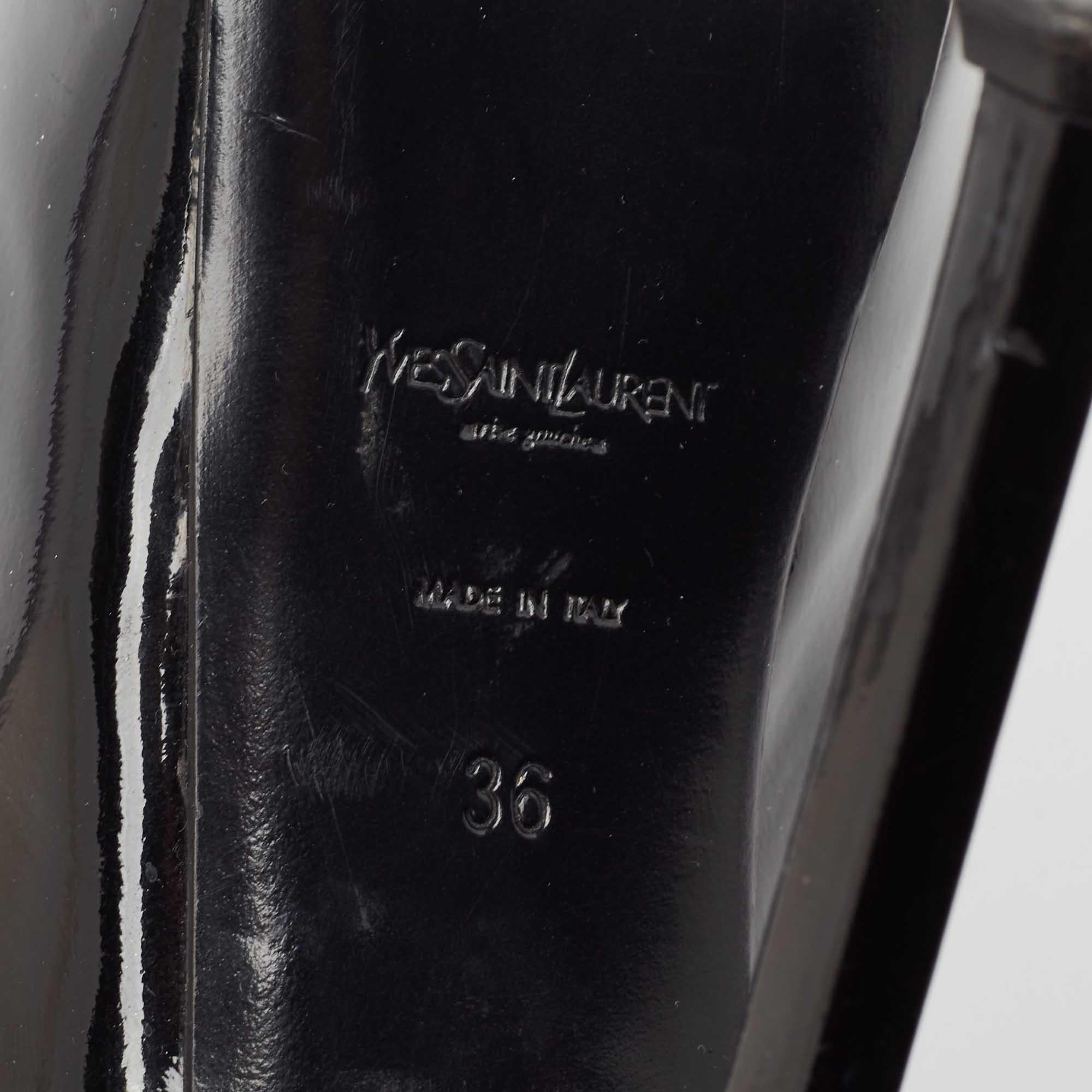 Yves Saint Laurent Black Patent Leather Tribtoo Pumps Size 36 For Sale 4