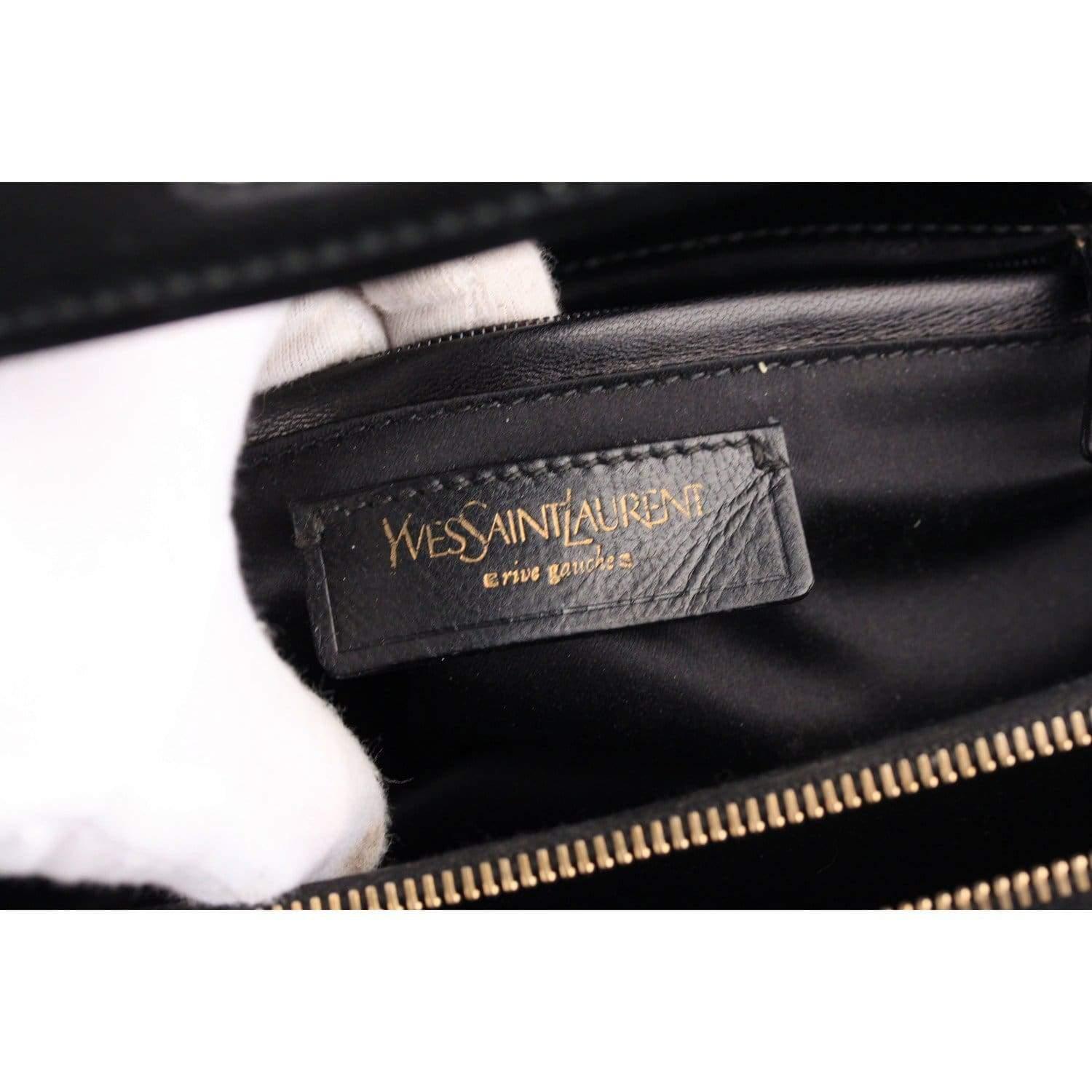 YVES SAINT LAURENT Black Patent Leather UPTOWN Bag HANDBAG Satchel 4
