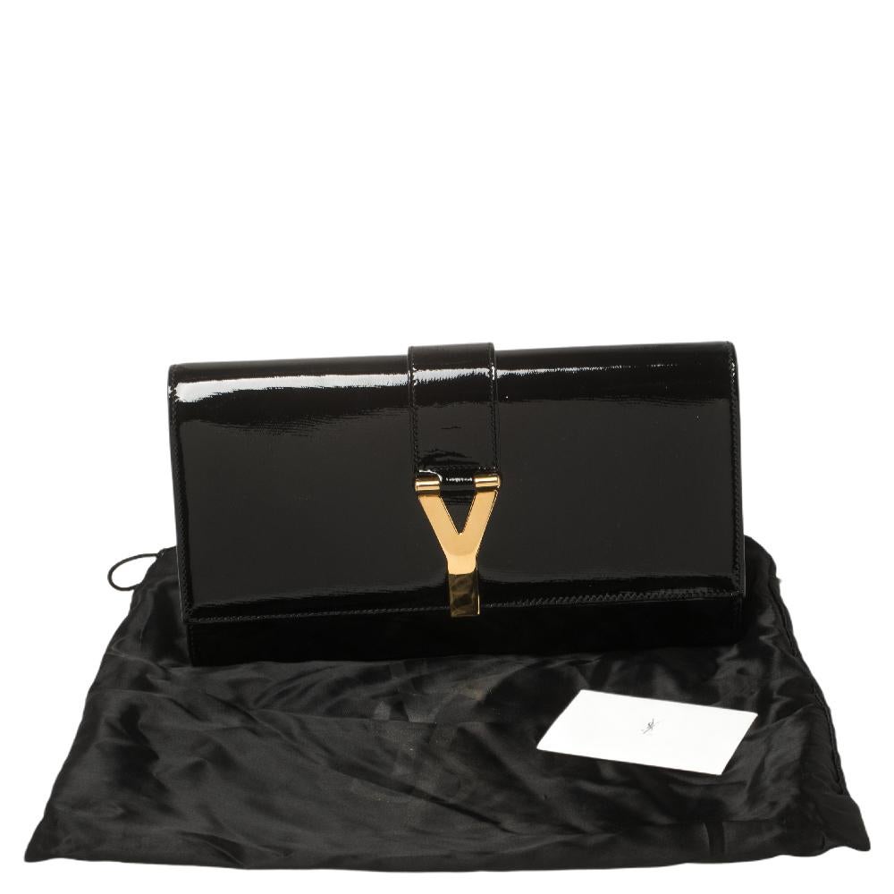 Yves Saint Laurent Black Patent Leather Y-Ligne Clutch 3