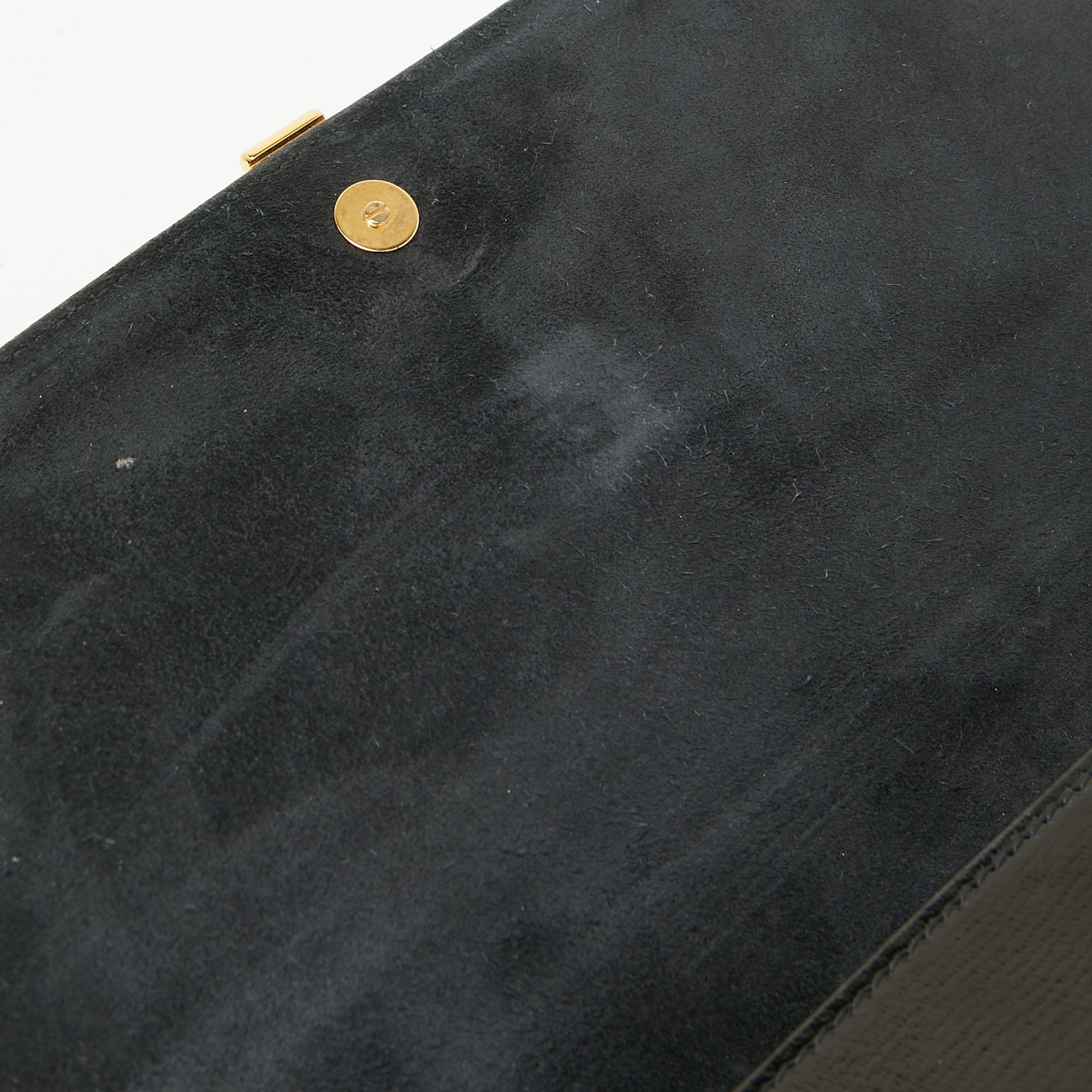 Women's Yves Saint Laurent Black Patent Leather Y Ligne Clutch