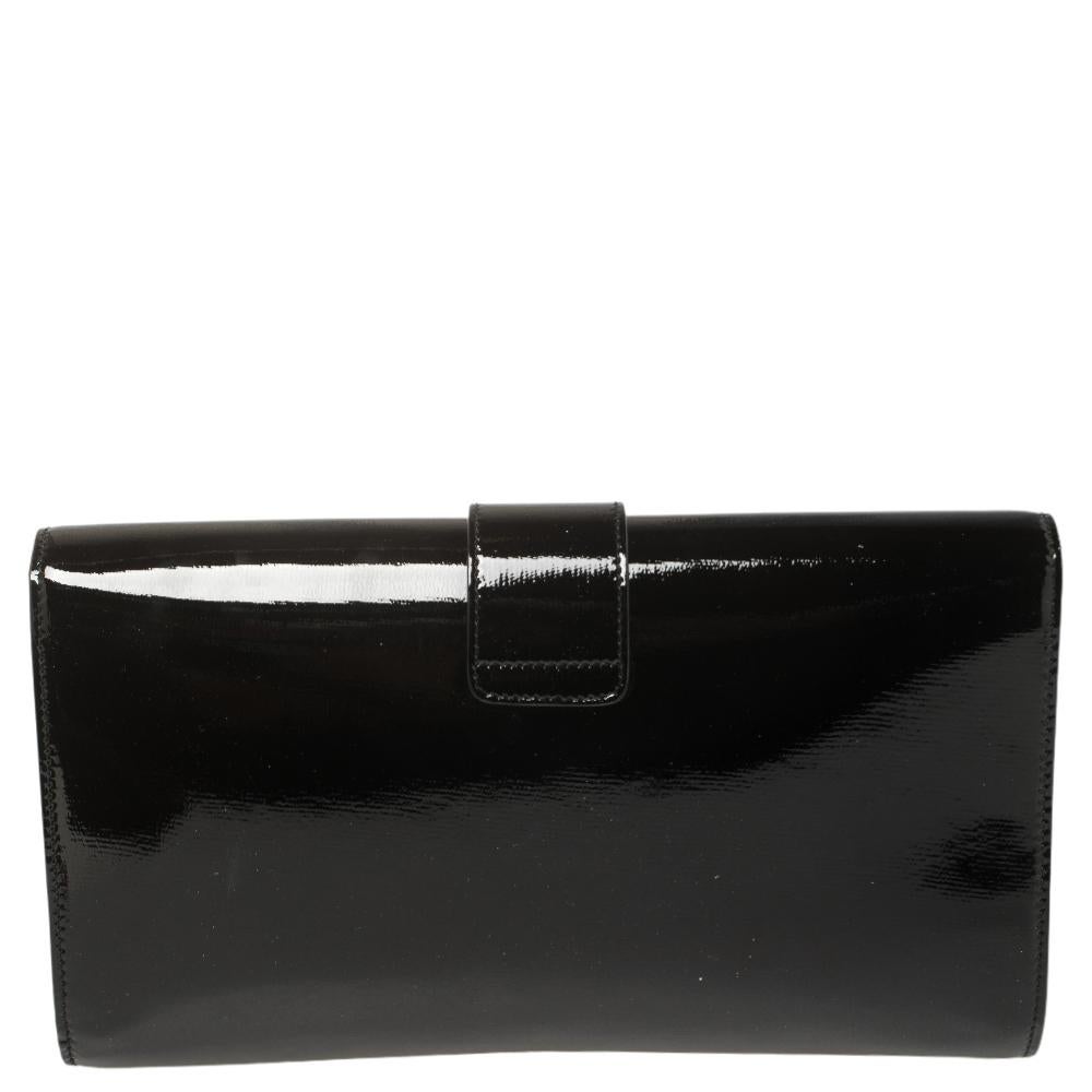 Yves Saint Laurent Black Patent Leather Y-Ligne Clutch 2