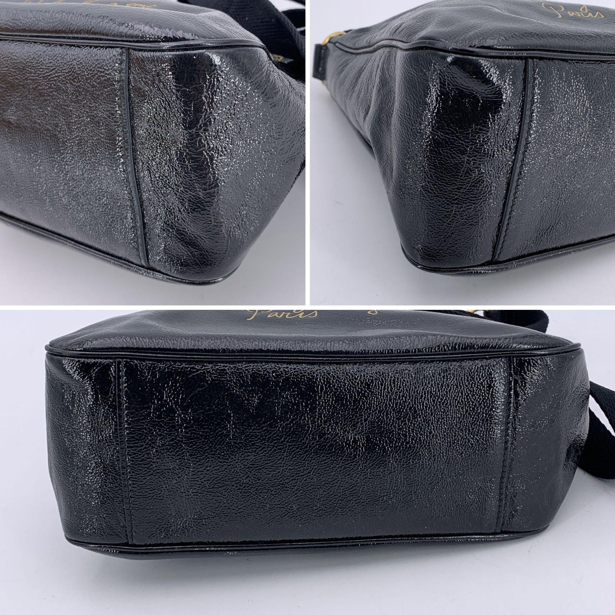 Women's Yves Saint Laurent Black Patent Leather Y-Mail Shoulder Bag For Sale