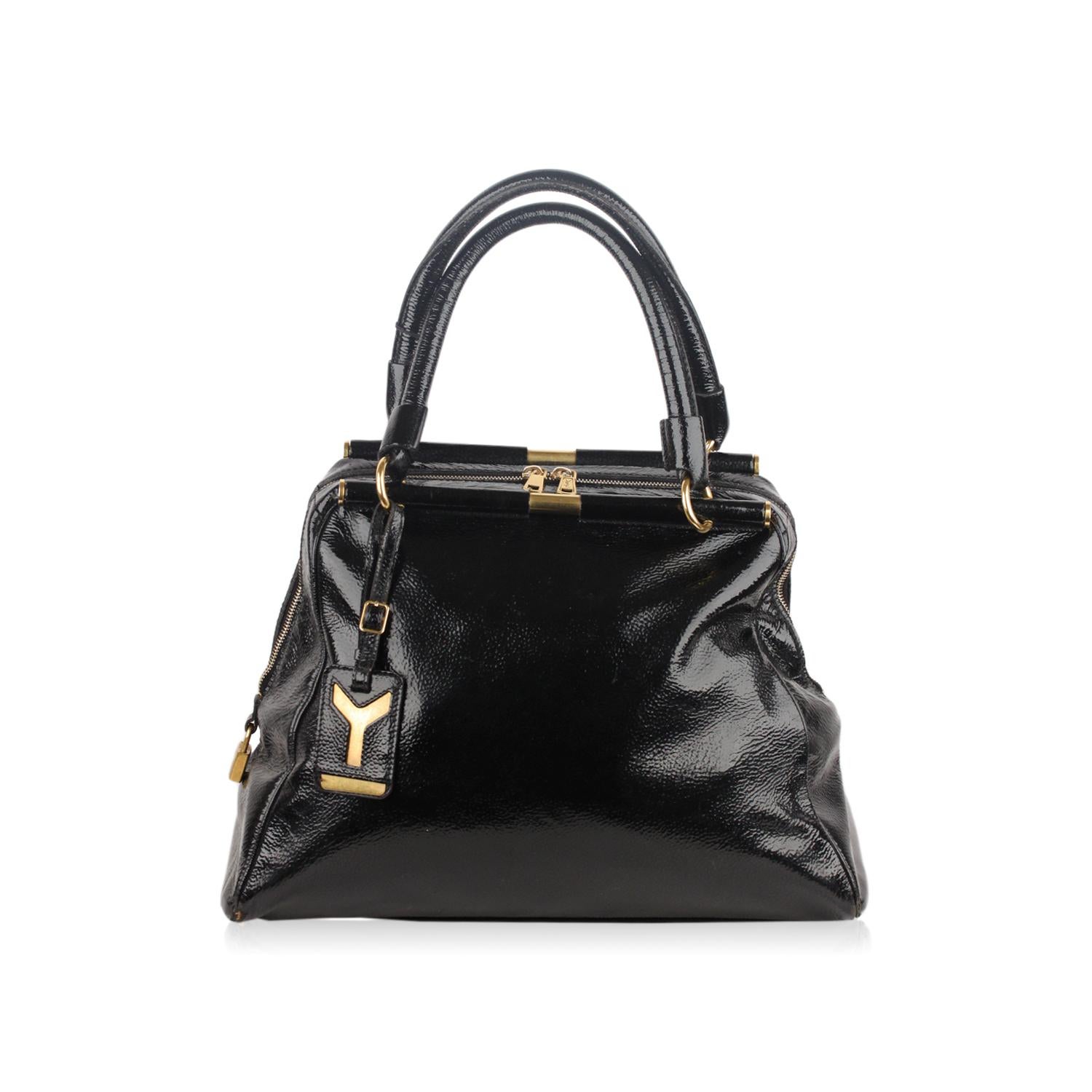 Yves Saint Laurent Black Patent Majorelle Bag Handbag Satchel 5