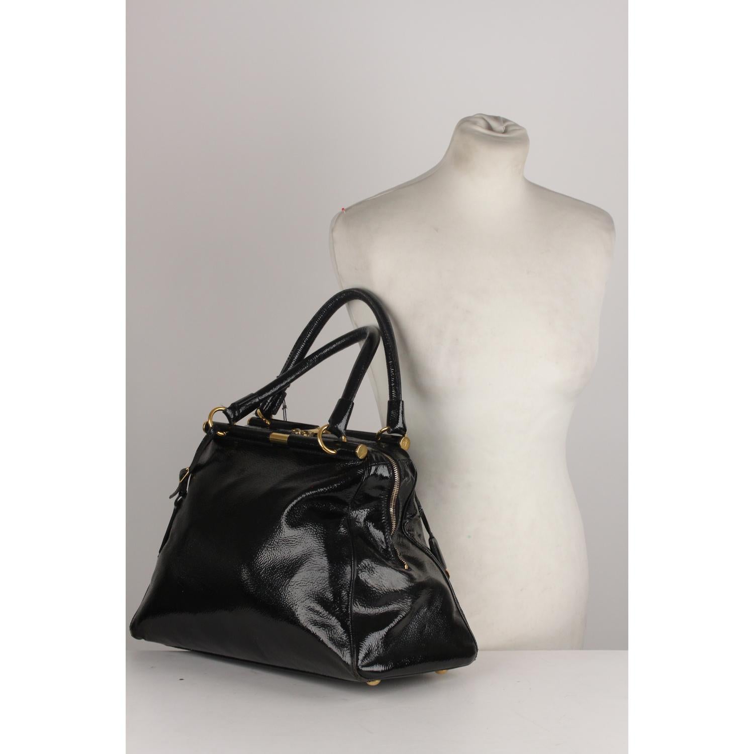 Yves Saint Laurent Black Patent Majorelle Bag Handbag Satchel 1