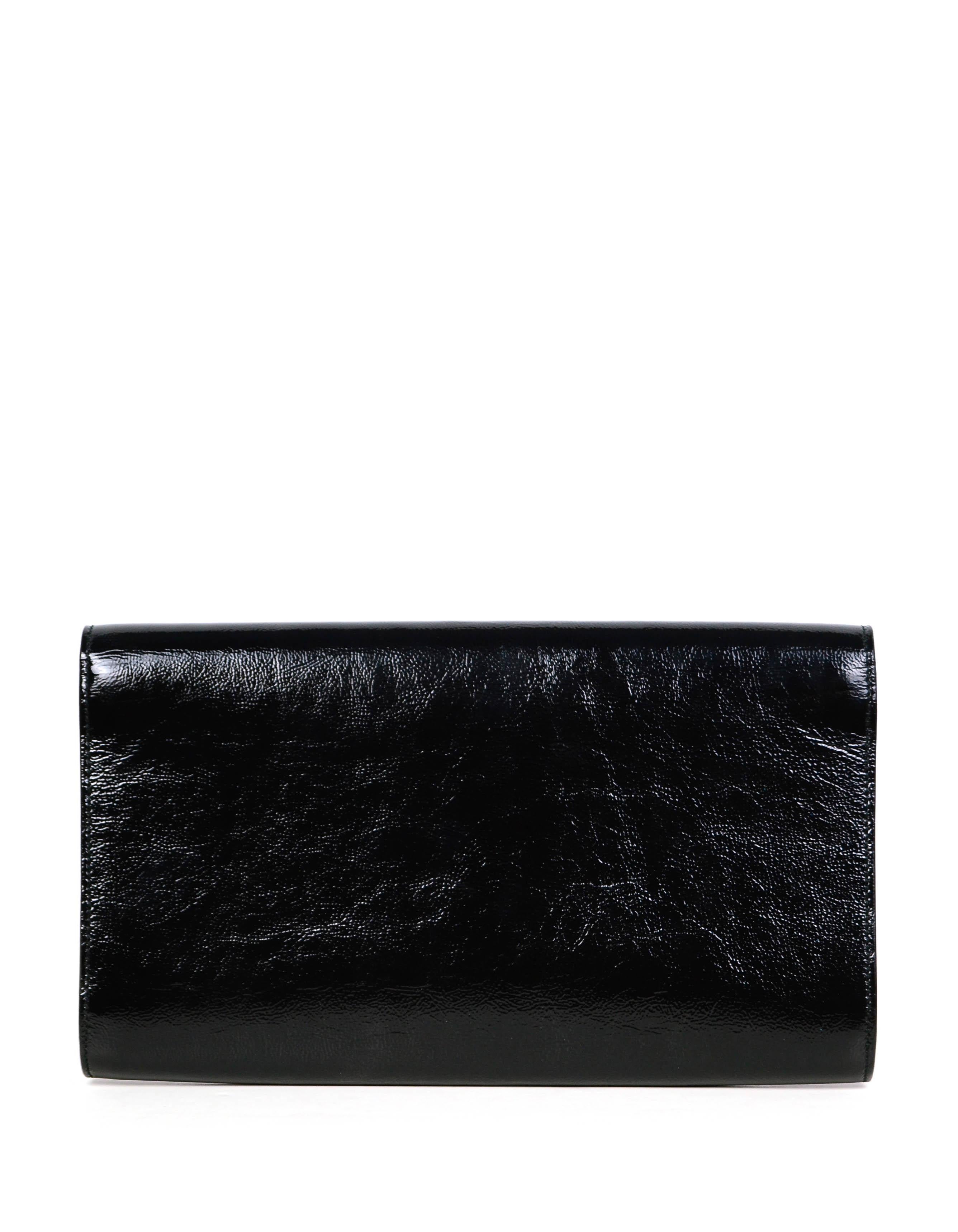 large ysl clutch in black patent leather