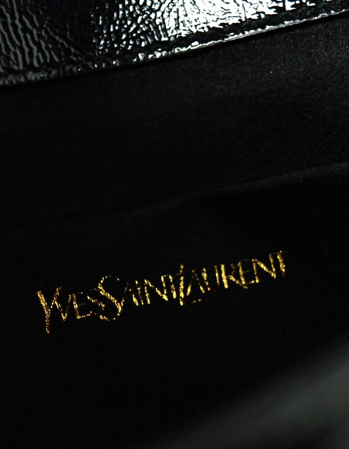 Women's Yves Saint Laurent Black Patent Monogram Large Belle De Jour Clutch Bag