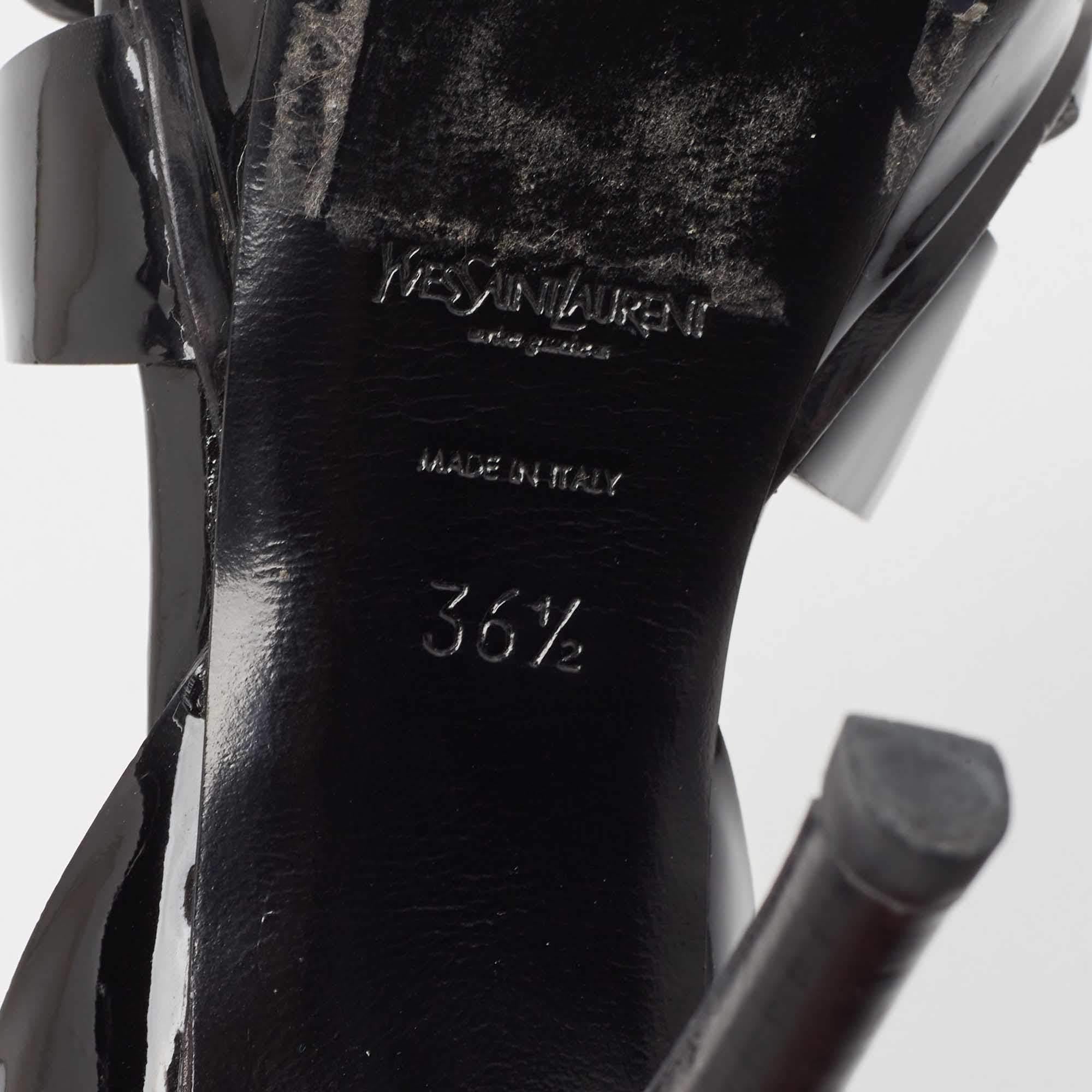 Yves Saint Laurent Black Patent Tribute Ankle Strap Sandals Size 36.5 4