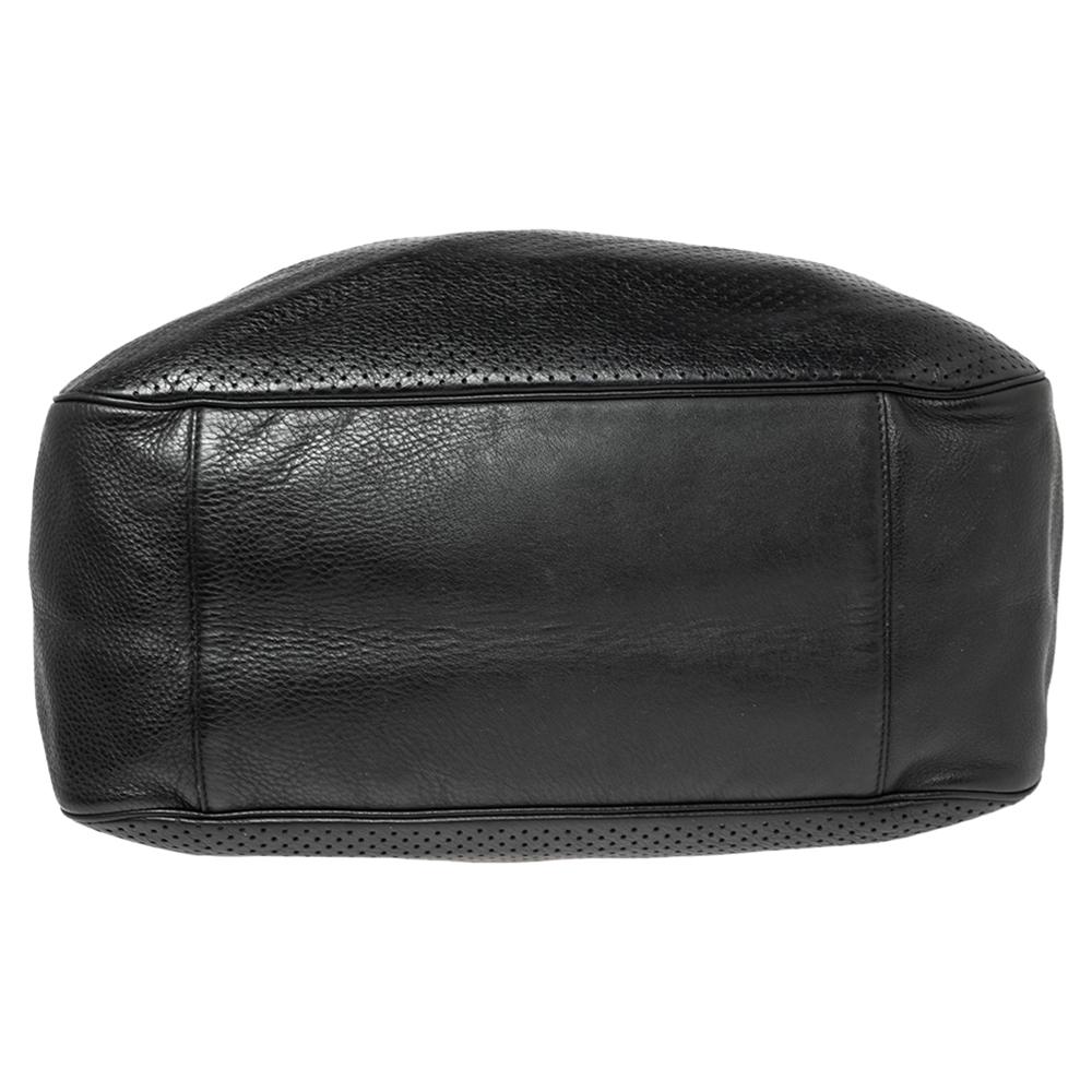 Women's Yves Saint Laurent Black Perforated Leather Roady Hobo