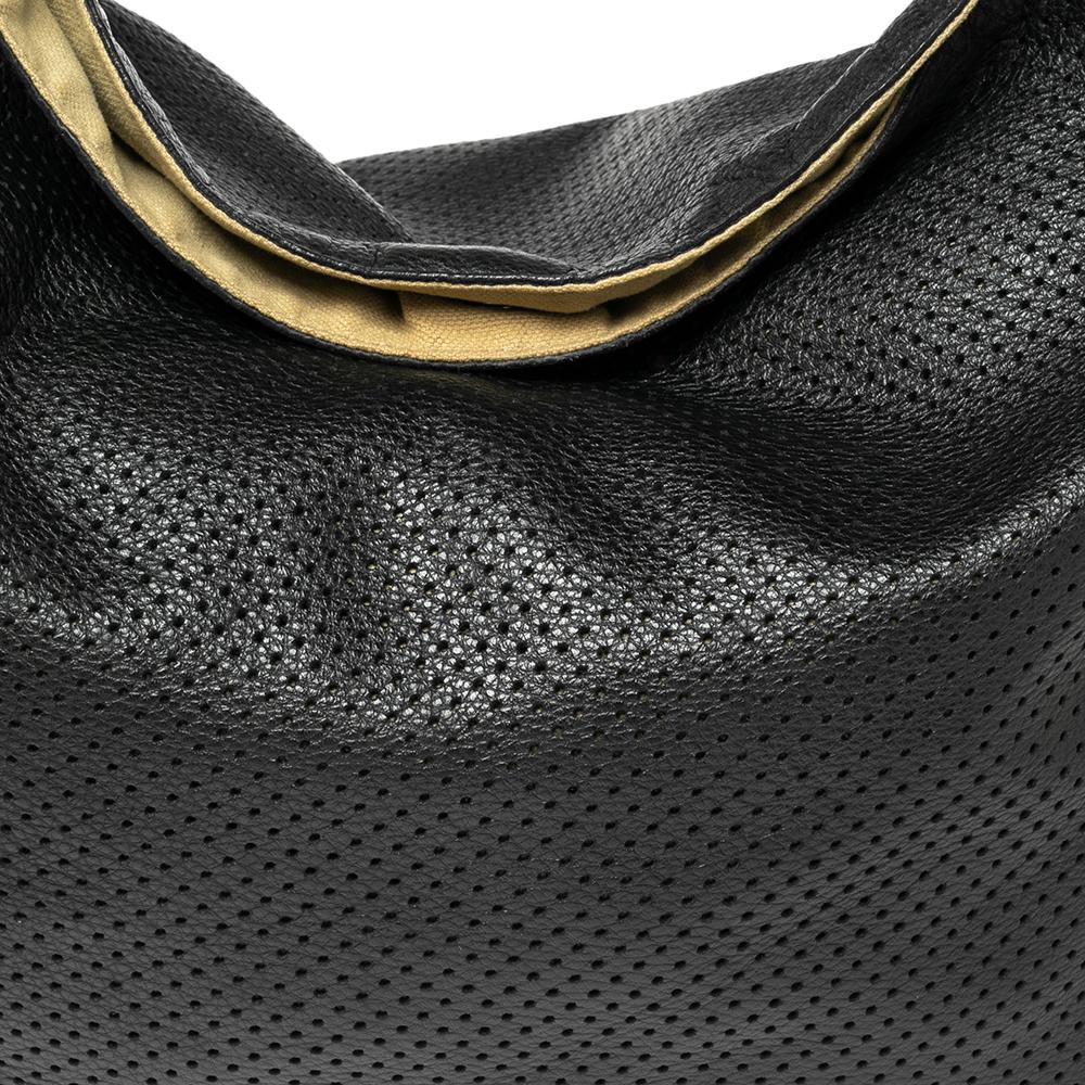 Yves Saint Laurent Black Perforated Leather Roady Hobo 3