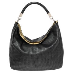 Yves Saint Laurent Black Perforated Leather Roady Hobo