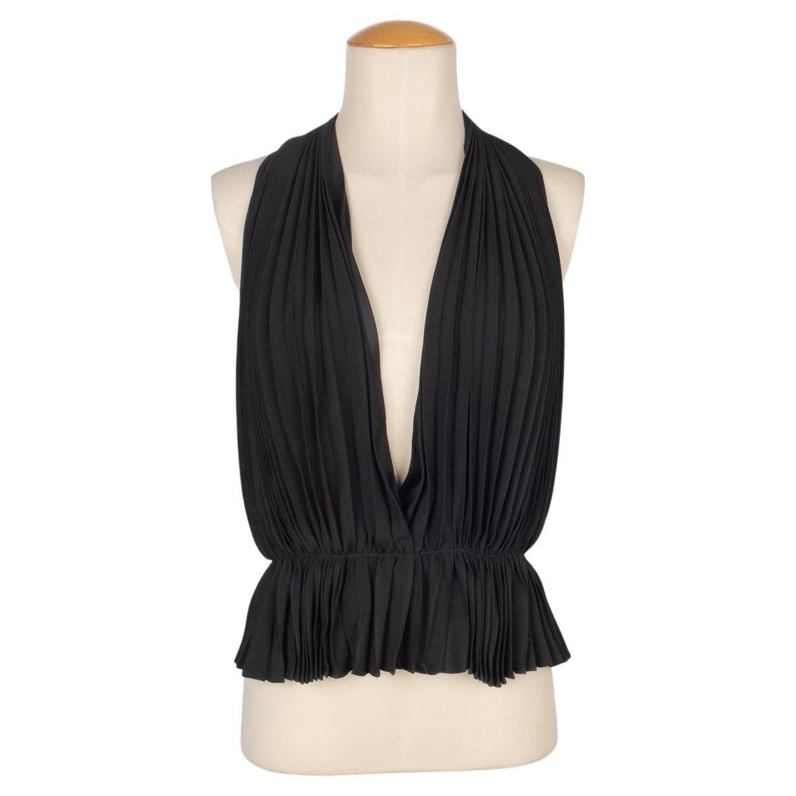 Yves Saint Laurent Black Pleated Top For Sale