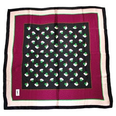 Pañuelo de seda vintage con estampado floral de lunares negros Yves Saint Laurent
